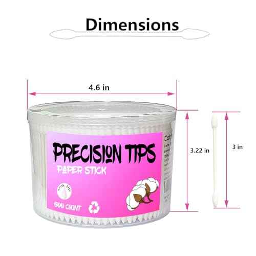 Pointed Tip Cotton Swabs,500 count Cotton Buds,Double Precision Tips with Paper Stick for Personal Care and Makeup