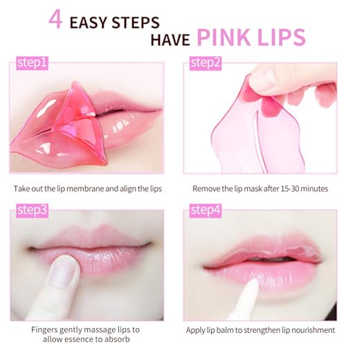 30 Pcs Collagen Crystal Lip Masks, Honey & Cherry & Aloevera Lip Care Gel Pads Treatment, Moisturizing & Reducing Chapped, Anti-Aging & Wrinkles Lip Patches, Remove Dead Skin