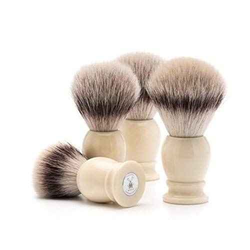 MÜHLE Classic Faux Ivory Medium Silvertip Fiber Shaving Brush - Synthetic Luxury Shave Brush for Men, Rich Lather