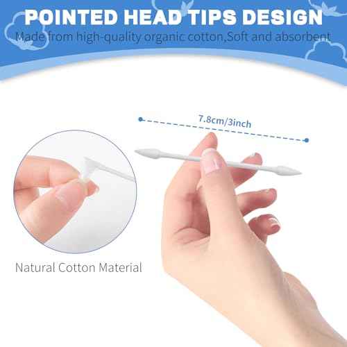 Pointed Tip Cotton Swabs, 800 Count Double Precision Tips with Paper Stick, Cotton Buds for Makeup, Personal Care, Crafts
