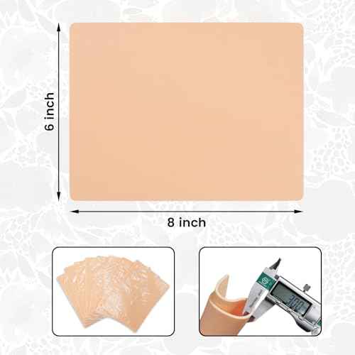 8PCS Tattoo Skin 3MM - 6¡¿8" Realistic Double Sided Fake Skin with 3mm Thickness, Ideal for Beginner and Pro Tattoo Artists - Soft Skin with Realistic Feel, Tattoo Supplies