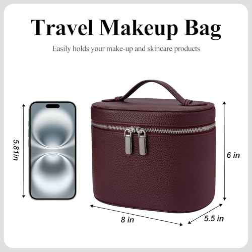 Makeup Bag, Travel Make up Case with Compartments and Handle, Portable Cosmetic Organizer Bags,Toiletry Bag for Women