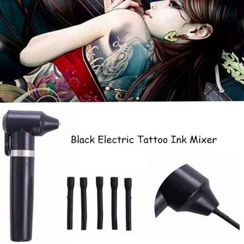 Tattoo Ink Mixer Machine Kit,Pigment Mixer Machine with 105Pcs Ink Mixing Sticks Black Electric Color Mixer for Microblading Tattooing Supplies Tattoo Supply Tool