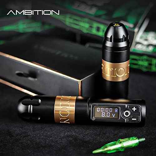 Ambition Soldier Tattoo Kit -Wireless Tattoo Machine Kit Complete with Extra 2400mAh Power 40pcs Cartridge Needles Bandage Gloves Ink Mixer Ink Cup Disposable Handle for Professional Tattoo Artists