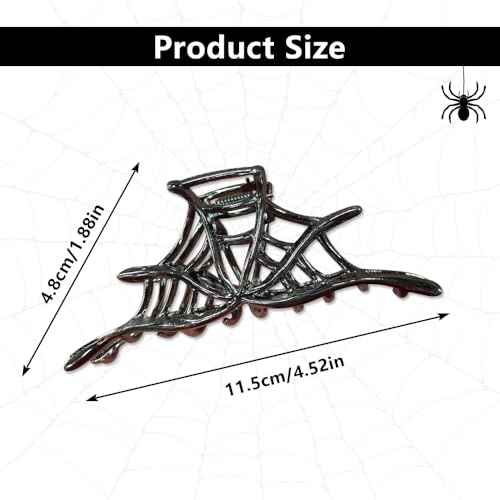 Metal Hair Clips with Spider Web Claw Design - Strong & Neutral Black Exquisite French Luxury Hair Accessories for Women and Girls, 1 Pack Large