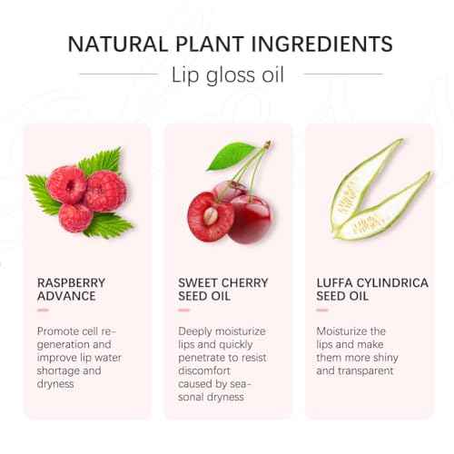 Hydrating Lip Glow Oil, Moisturizing Lip Glow Oil, Lip Plumper Gloss, Transparent Lip Gloss, Lip Oil, Plumping Lip Oil, Lip Balm, Tinted Lip Balm Lip Care (2PCS Raspberry)