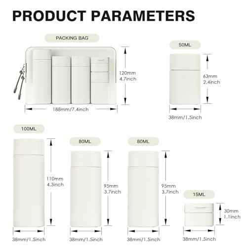 Travel Bottles for Toiletries, 5 Pack Travel Size Containers, TSA Approved Leak Proof - Refillable Silicone Toiletry Containers with Clear Bag for Shampoo, Conditioner & Lotion