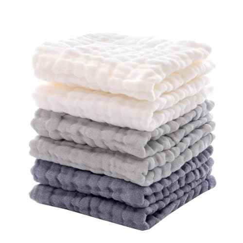 Cotton washcloths, face Cleaning Cloths,Bath Small Towels,6 Pack, 12x12 Inches