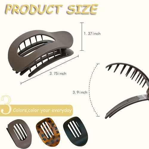Flat Claw Clips for Women, Large Duckbill French Hair Clips, 6 Pack Non-Slip Matte Hair Accessories for Thick & Thin Hair