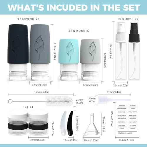 17 Pack Travel Size Toiletries - Refillable Travel Bottles, Leakproof Squeezable Travel Bottles For Toiletries, Portable Travel Size Containers, Travel Essentials For Various Lotion And Body Wash