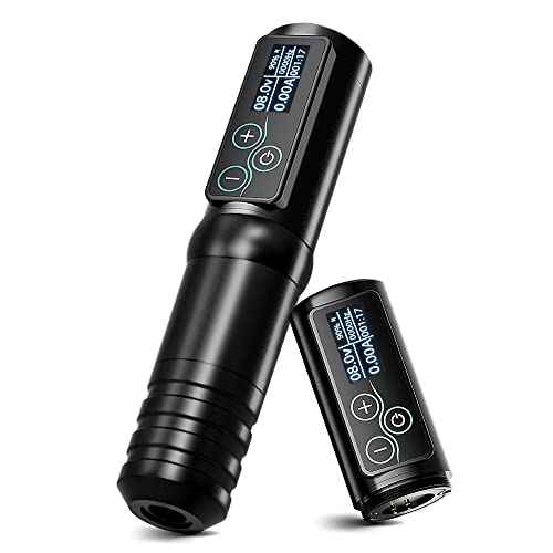 Ambition Torden Wireless Tattoo Machine with Brushless Motor - 2400mAh Rotary Battery Cartridge Pen with Extra Power Supply Digital LED Display for Professionals and Beginners Tattoo Artists