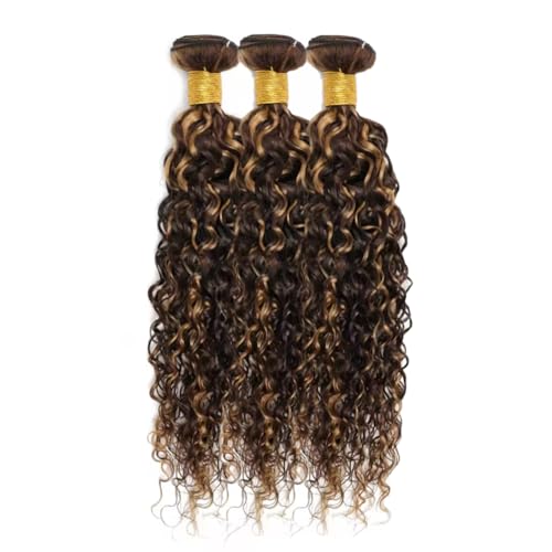 P1B30 Highlight Brown Human Hair Bundles Ombre Water Wave 3 Bundles 18 20 22 inch Two Tone Black and Brown Bundle 300g