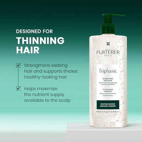 Rene Furterer TRIPHASIC Thickening Shampoo ? For Thinning Hair ? Improves hair density & strength ? Scalp Nutrition ? Rosemary Oil - For Men & Women - Color Safe