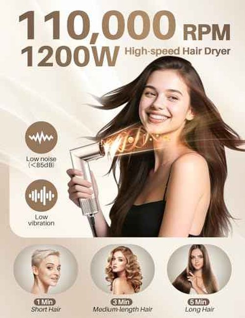 Maicifi 7 in 1 Hair Dryer Brush, Hot Air Brush Styler,110,000 RPM High-Speed Multi-Styler, Negative Ionic Blow Dryer Brush for Auto-Wrap Curling, Fast Drying, Frizz Control & Heat Protection