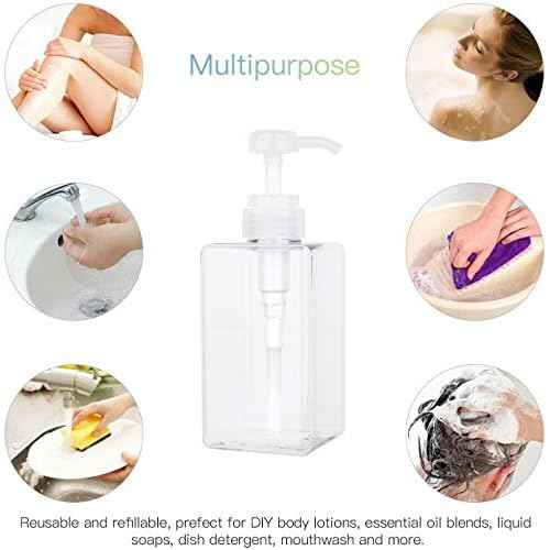 Pump Bottle, Refillable Plastic Empty Lotion Soap Dispenser Liquid Container for Bathroom Shampoo and Body Wash, 15oz/450ml Clear 2 Pack