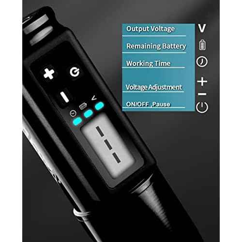 Tattoo Pen Professional Wireless Tattoo Rotary Machine Pen Kit with LCD Display Cartridges Pens Equipment Supply for Artists (Black)