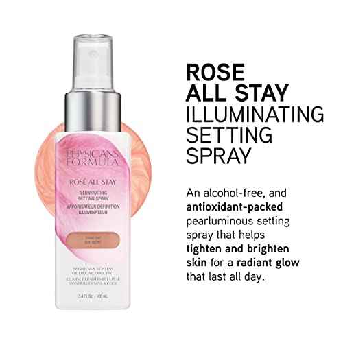 Physicians Formula Ros? All Stay Illuminating Setting Spray For Makeup, Oil-Free, Alcohol-Free, Antioxidants | Dermatologist Tested, Clinicially Tested