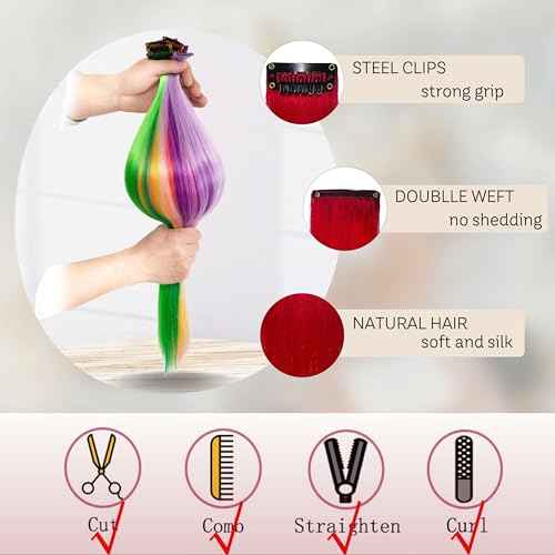 20 PCS Red Hair Extensions Clip in - 22 Inch Colored Hair for Women Girls Kids - Perfect for Parties, Cosplay, Halloween