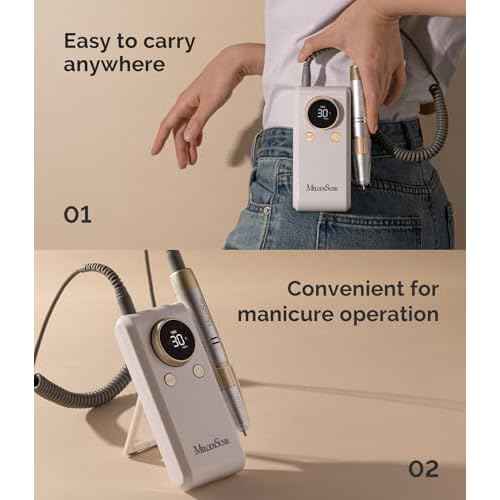 MelodySusie 2 in 1 Professional Nail Drill, 30000 RPM SC330G Electric Nail File with Kickstand for Gel Nails Polishing Removing, Portable Cordless Nail Efile for Manicure Pedicure at Home & Salon,Gold