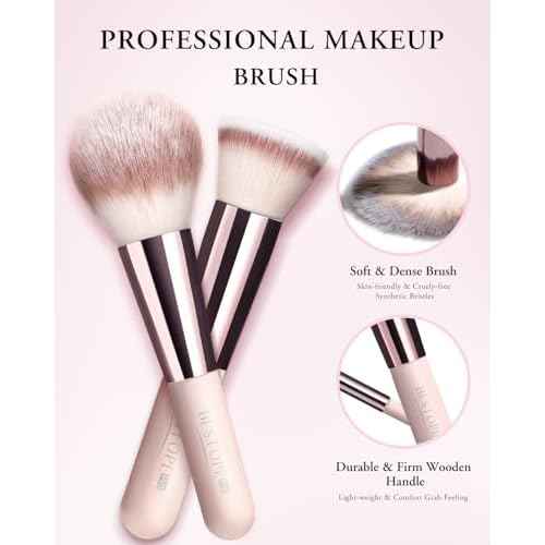 Makeup Brushes with Case, 20PCs Travel Makeup Brush Set, Foundation Concealer Blush Eyeshadow Brush Set Contour Powder Eyebrow Eyelash Brush Kit with Led Light Mirror Holder & 2 Powder Puff-Pink