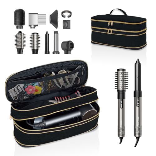 Hair Dryer Travel Carrying Case, Curling Iron Storage Bag, Slim Expandable Handheld Dual-Layer Travel Storage Bag for Dryer/Hair Tool Organizer/Style Organizer