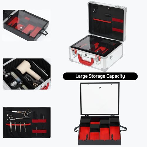 Large Barber Carrying Case, Hairdresser Tool Box Organizer Traveling Case, Portable Travel Barber Suitcase for Hair Stylist Pet Groomer Beauty Salon Makeup Artist