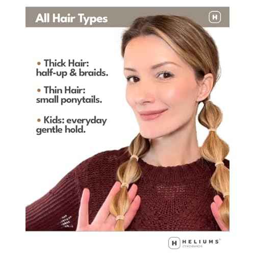 Heliums Small Hair Ties - Black - No Damage Mini 1 Inch Reusable 2mm Elastics for Thin Hair and Kids, Neutral Ponytail Holders - 48 Count