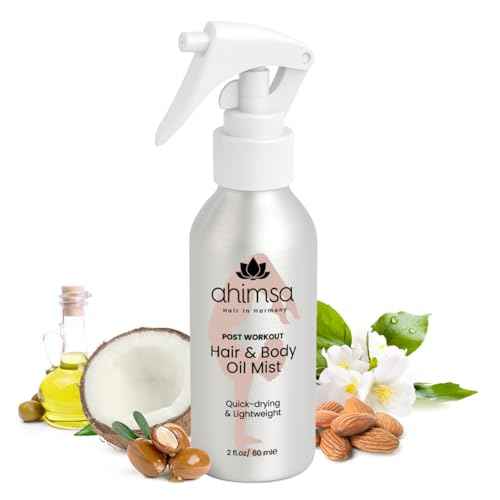 Ahimsa Hair and Body Mist Glow Spray, Fast-Drying Non-Greasy Dry Oil Hair Perfume Spray, Body Mist for Women with Jasmine, Coconut, & Argan Oil, All Natural Perfume Women Lightweight Fragrance Mists