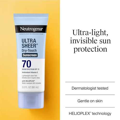 Neutrogena Ultra Sheer Dry-Touch Sunscreen Lotion SPF 70, Broad Spectrum, Water Resistant 80 Min, Oil-Free, Oxybenzone-Free, Non-Comedogenic, Matte Finish, Body Sunscreen, Travel Size 3 Fl Oz