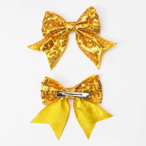 3-inch Sequined Bow Hair Clips For Baby Girls, Toddler, Kids and Young Women Birthday Party Wedding Christmas Occasions Pet Accessories Set of 2 (Turquoise)