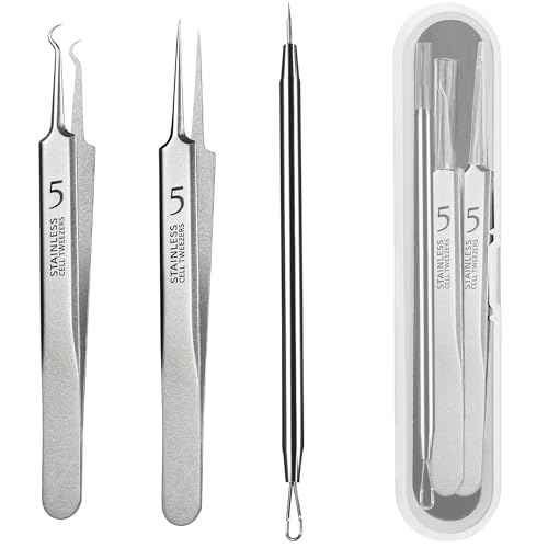 WSYUB Blackhead Tweezers, Milia Remover, Pimple Popper Tool,Ingrown Hair Tweezers, Blackhead Extractor