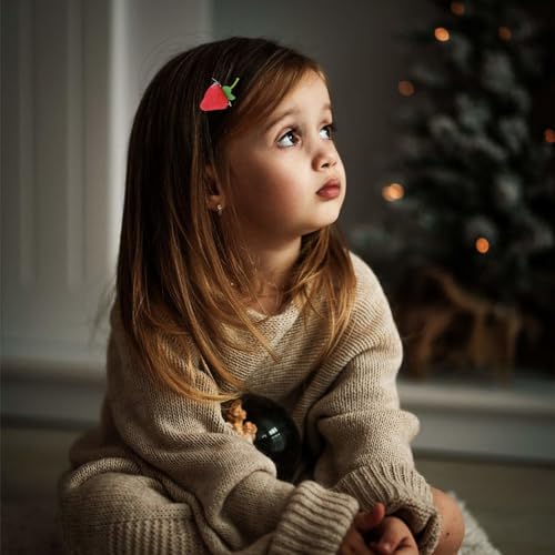 4pcs Strawberry Hair Clips for Girls, Cute Fruit Hair Barrettes Kawaii Metal Alligator Hairclips Duck Bill Clips Y2K Strawberry Hair Accessories Gifts for Baby Girls Toddlers Teenagers