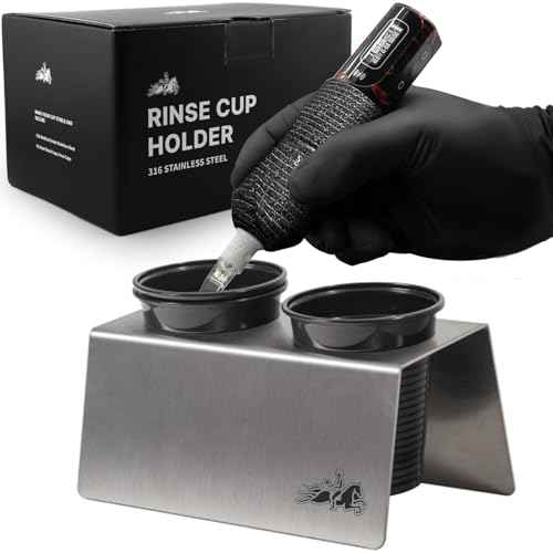 Tattoo Rinse Cup Stand?316 Stainless Steel Tattoo Double Cup Holder for Tattoo Needle Washing,Anti-Spill Tattoo Water Cup Stand, Essential Tattoo Supplies for Tattoo Artists (Double)