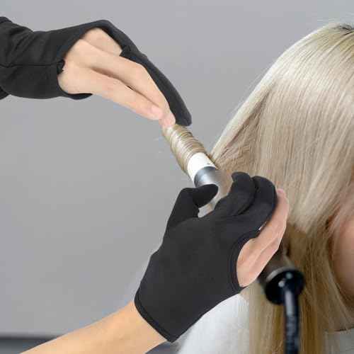 Giantree Heat Resistant Glove, 3 Finger Heat Resistant Gloves, Professional Curling Iron Barber Glove, Reusable Straightener Protector Glove for Curling Wand Flat Iron Hot-Air Brush Proof Sublimation