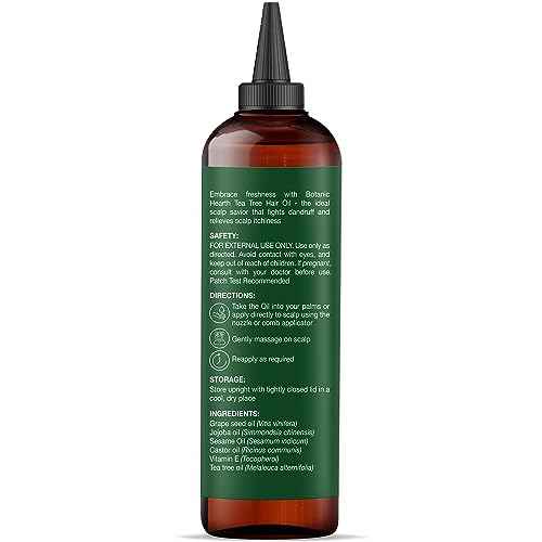 Botanic Hearth 100% Pure Tea Tree Oil For Hair Growth | Infused with Jojoba & Grapeseed Oils | Hair Oil Repairs Dry Damaged Hair, Strengthening, Healthier - Hair Tonic, 6.7 fl oz