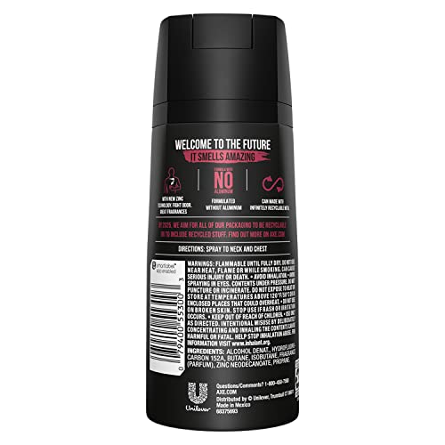 AXE Dual Action Body Spray Deodorant for Long Lasting Odor Protection Essence Black Pepper & Cedarwood Mens Deodorant Formulated Without Aluminum 4.0 oz, Twin Pack