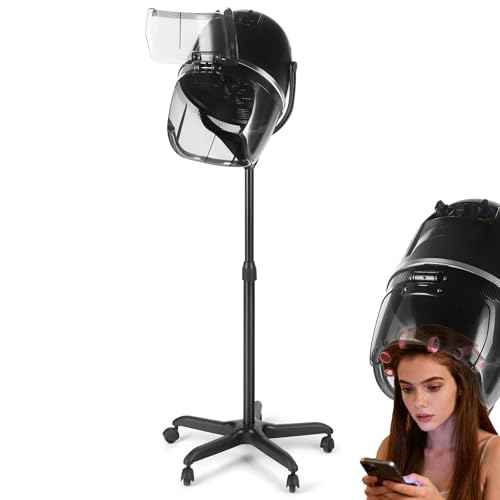 Artist hand Professional Hooded Hair Dryer for Women, Height Adjustable Floor Stand Up Hair Dryer with Wheels and Timer, Sit Under Hooded Dryer for Home Beauty Spa Salon Equipment
