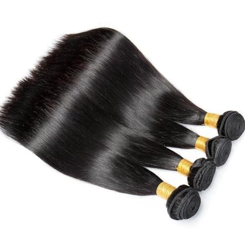 Straight Human Hair Bundles 100% Unprocessed Brazilian 4 Bundles 18 20 22 24 Inch Double Weft Weave Natural Black