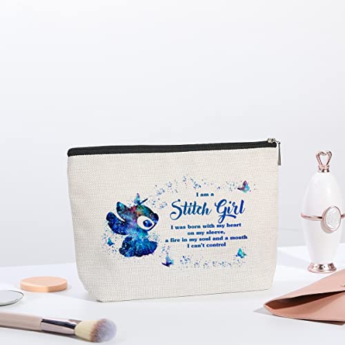 Funny Cartoon Cosmetic Bag for Anime Fans, Cartoon Movie Inspired Makeup Bag, Travel Toiletry Makeup Organizer Zipper Pouch, I Am A Girl Bag Gifts for Tv Fans Girls