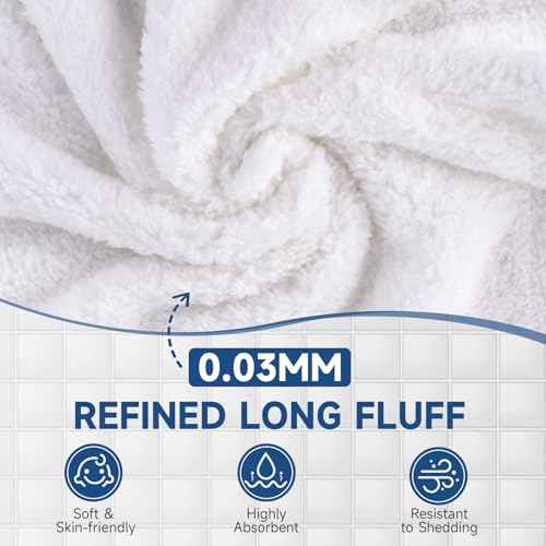 Coral Velvet White Washcloths 12 Pack, Highly Absorbent and Soft White Face Towels, Multi-Purpose Washcloths and Hand Towels for Bathroom, Hotel, Spa and Gym, 12 x 12 inches