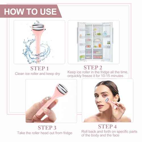 MAANGE Mini Eye & Face Rollers for Eye Massager, Stainless Steel Eye Ice Roller for Relief Puffiness Migraine Skincare Facial Roller (Pink)