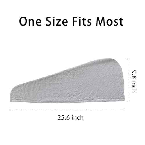 2 Pack Microfiber Hair Towel Wrap for Women Super Absorbent Quick Dry Hair Turban for Drying Curly, Long & Thick Hair 10 inch X 26 inch Lightgrey+Lightgrey