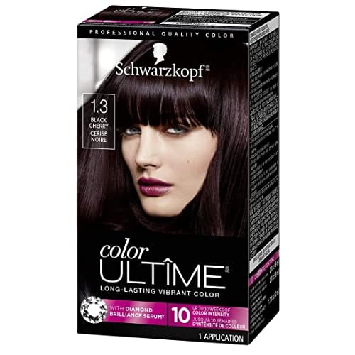 Schwarzkopf Color Ultime 1.3 Black Cherry Hair Dye, Permanent Intense Black with Diamond Brilliance, Fade-Resistant, Covers Grays, All Hair Textures