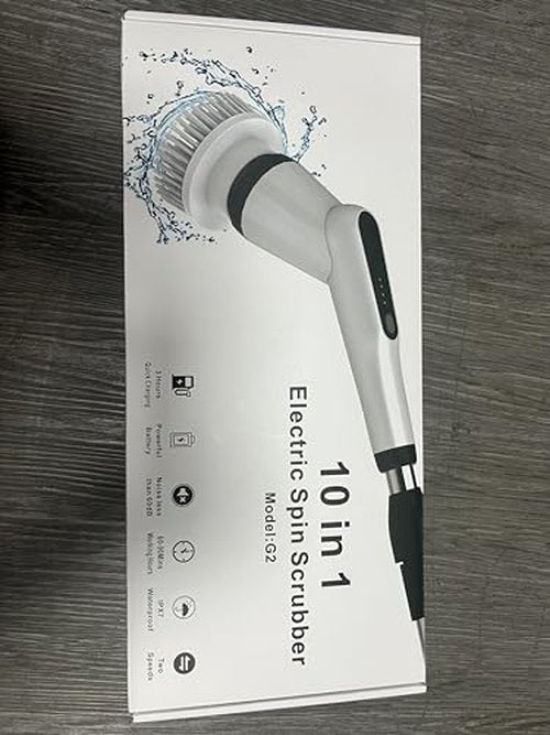 Electric Spin Scrubber, Shower Scrubber with Long Handle Adjustable, 2 Speed & 7 Replaceable Brush Heads Shower Cleaner Brush, Electric Scrubber for Cleaning Bathroom Tile Floor Bathtub Green