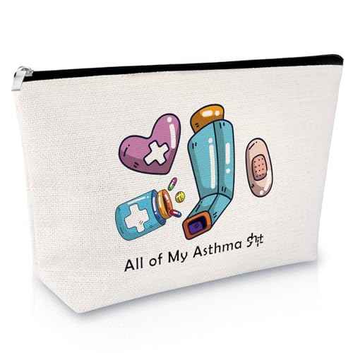 Asthma Awareness Makeup Bag for Women Medication Bags for Traveling Get Well Soon Gift for Patients Friends Recovery Gifts for Women After Surgery Travel Cosmetic Pouch Zipper Toiletry Pouch
