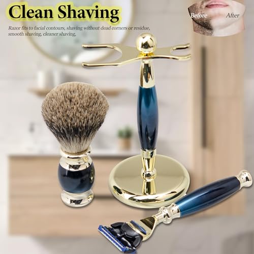 Premium Shaving Kit for Men - Luxury Complete Grooming Set, Safety Razor, Badger Hair Brush, Stand, Soap, Bowl, Replacement Heads