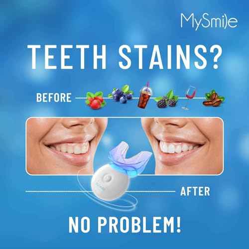 MySmile Teeth Whitening Kit with LED Light, 10 Min Non-Sensitive Fast Teeth Whitener with 3 Carbamide Peroxide Whitening Gel, Helps to Remove Stains from Coffee, Smoking, Wines, Soda, Food