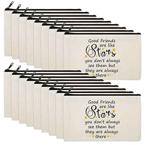 18 Pieces Friendship Gifts for Women Good Friends Are Like Stars Cosmetic Bags Birthday Christmas Gifts for Friends Roommate, BFF, Female, Lady, Travel Toiletry Organizer Makeup Pouch with Zipper