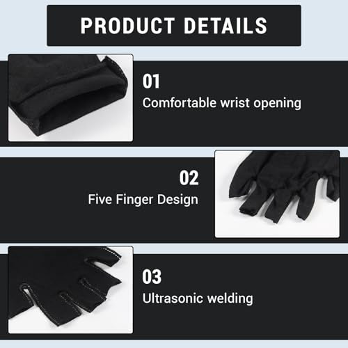 12 Pairs Black Cotton Fingerless Gloves Moisturizing Night, Uv Sun Protection Gloves for Driving