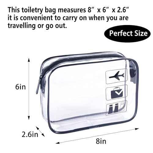 TSA Approved Toiletry Bag 3Pcs - 3 Pack Clear Travel Bags for Toiletries, Carry on Airport Airline Compliant Bag,Makeup Bags Clear Toiletry bags Quart Size Travel Bag,Black